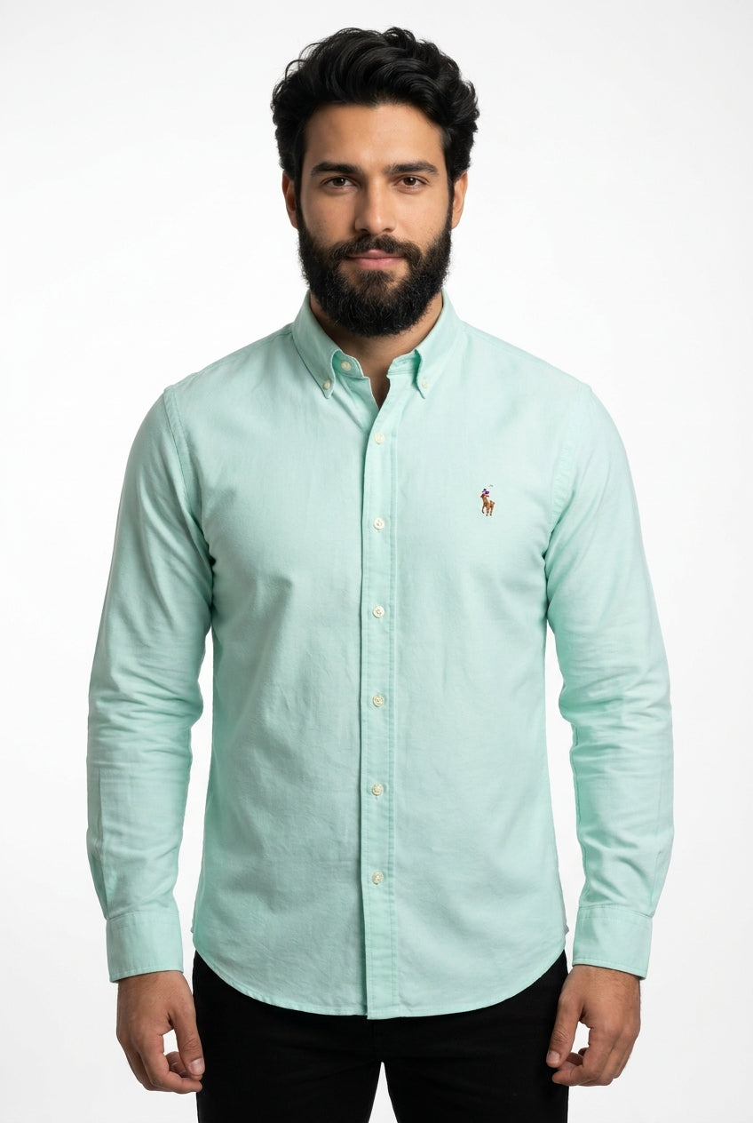 Camisa Social Lisa RL Manga Longa - Verde Água