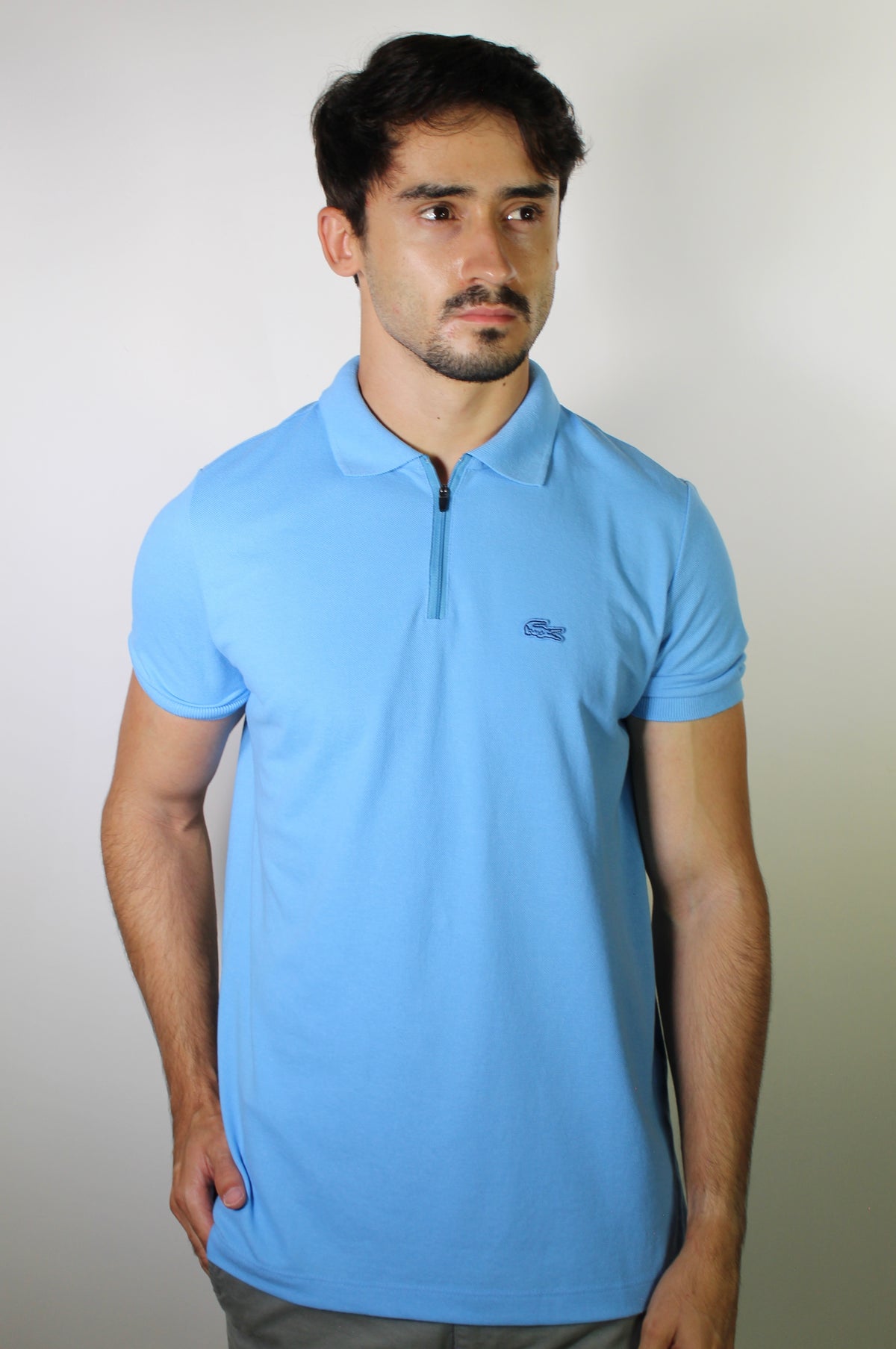 Camisa Gola Polo LCT Front Zipper - Azul Bebê