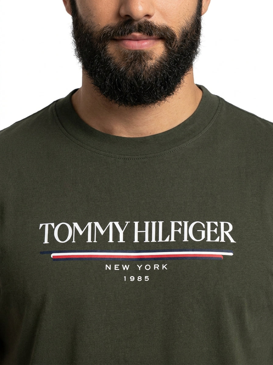 Camiseta TH Old School Stripe Brand - Verde Musgo