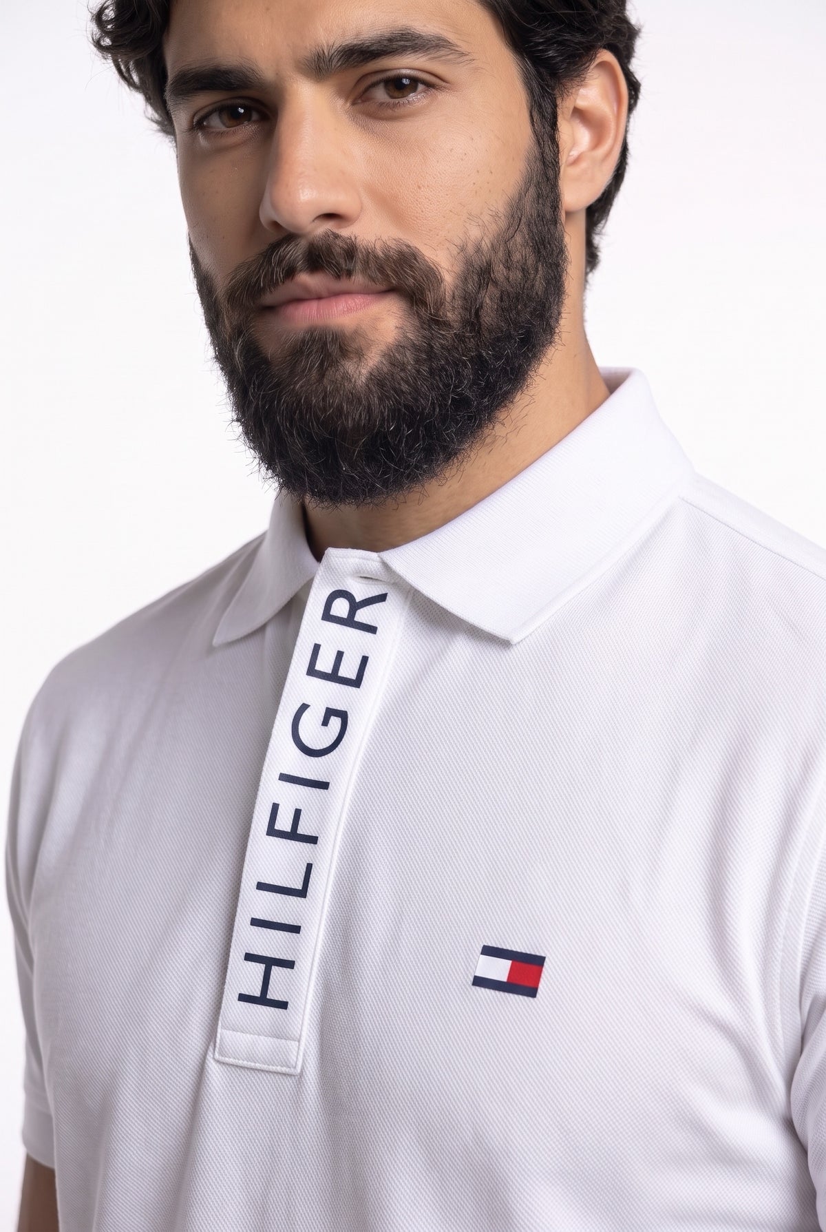 Camisa Gola Polo TH Statement Line - Branca