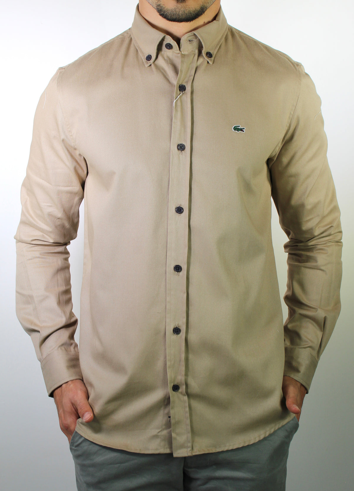 Camisa Social LCT Signature Manga Longa - Cáqui