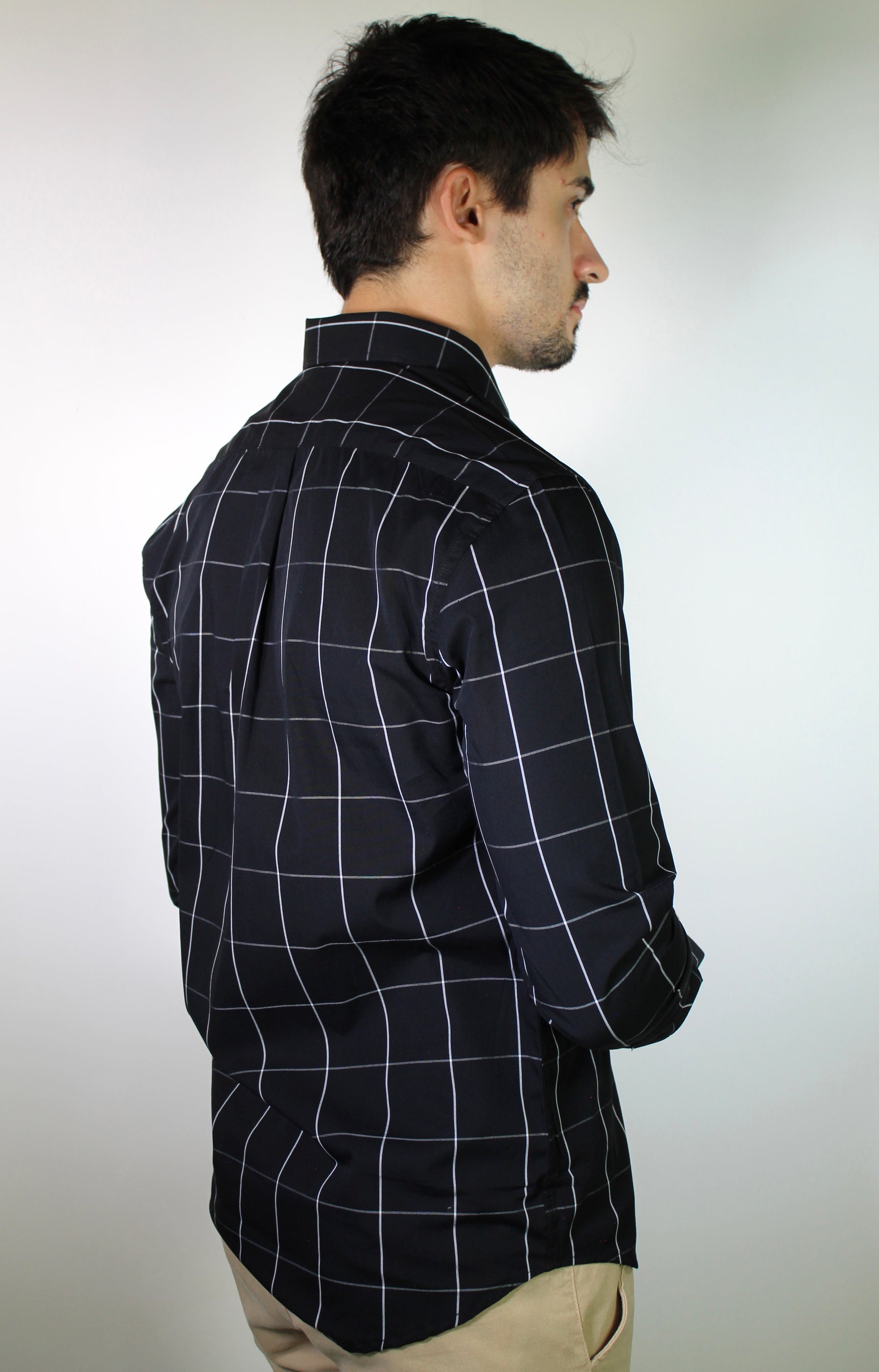 Camisa Social RL Manga Longa - Grid Style Xadrez Preto