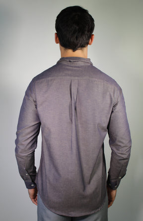 Camisa Social Lisa RL Manga Longa - Berinjela Mescla