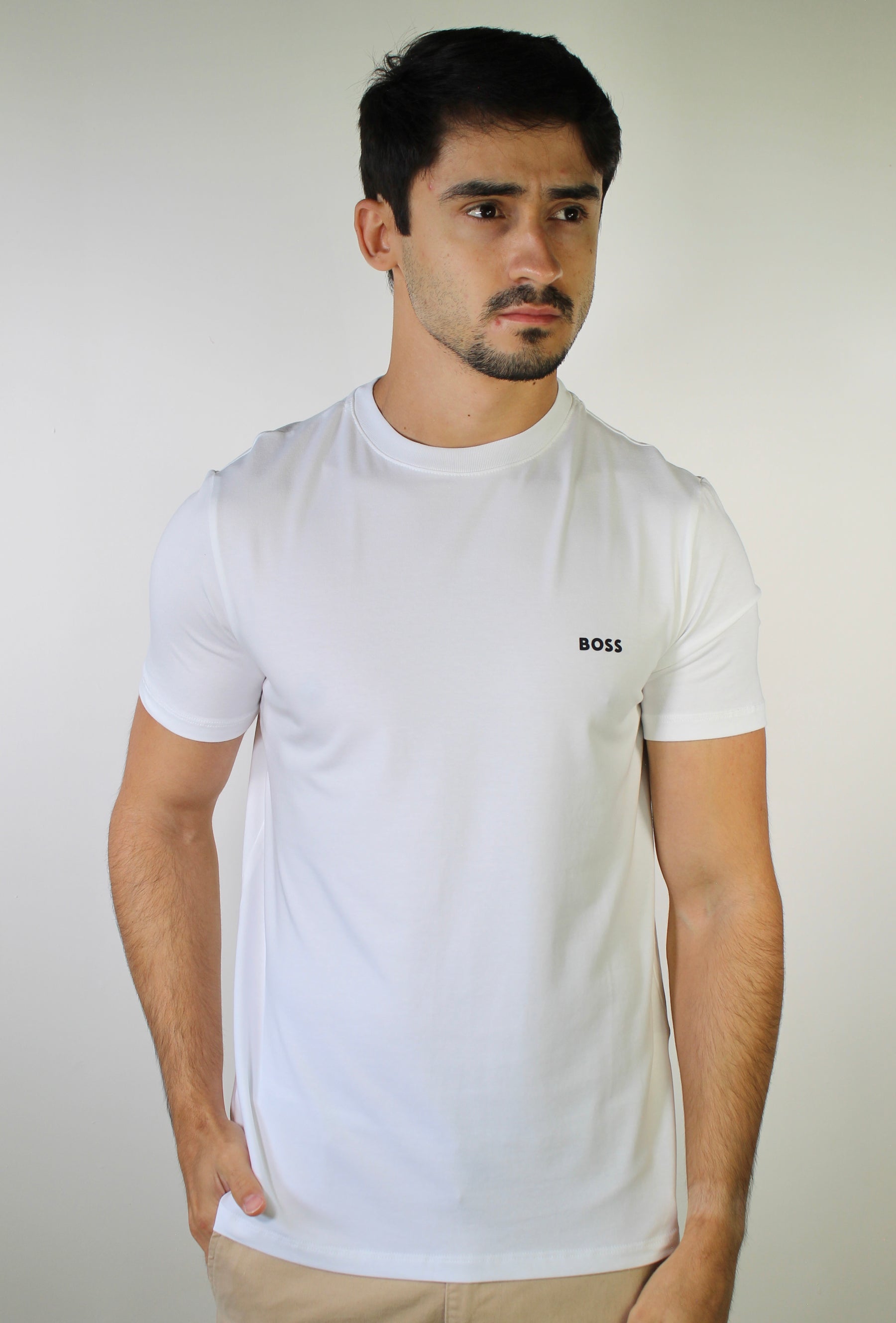 Camiseta Boss Minimalist Side Logo - Branca