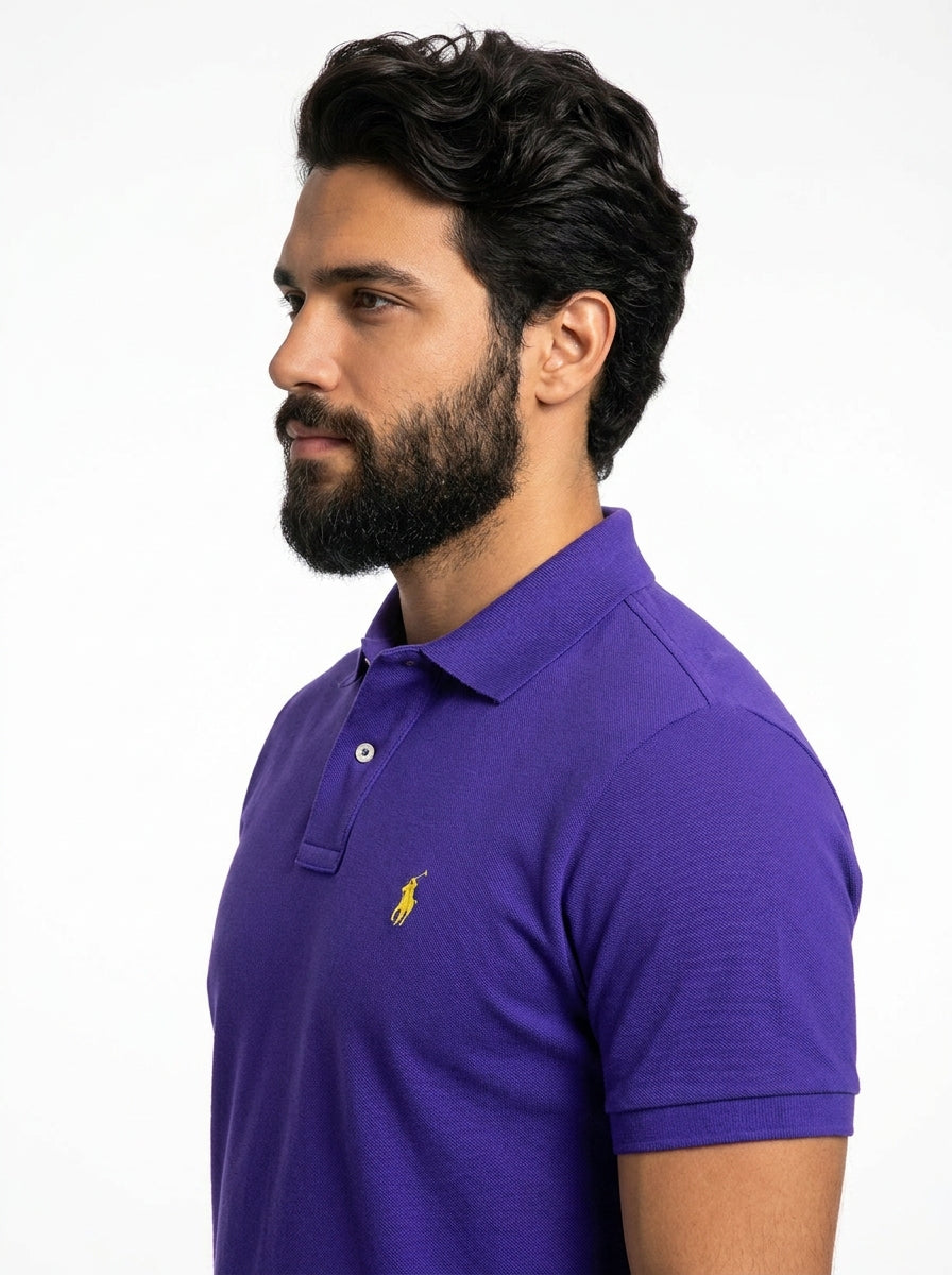 Camisa Gola Polo RL - Roxa Small Pony Amarelo