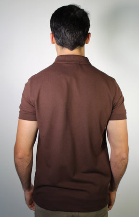 Camisa Gola Polo LCT Front Zipper - Marrom