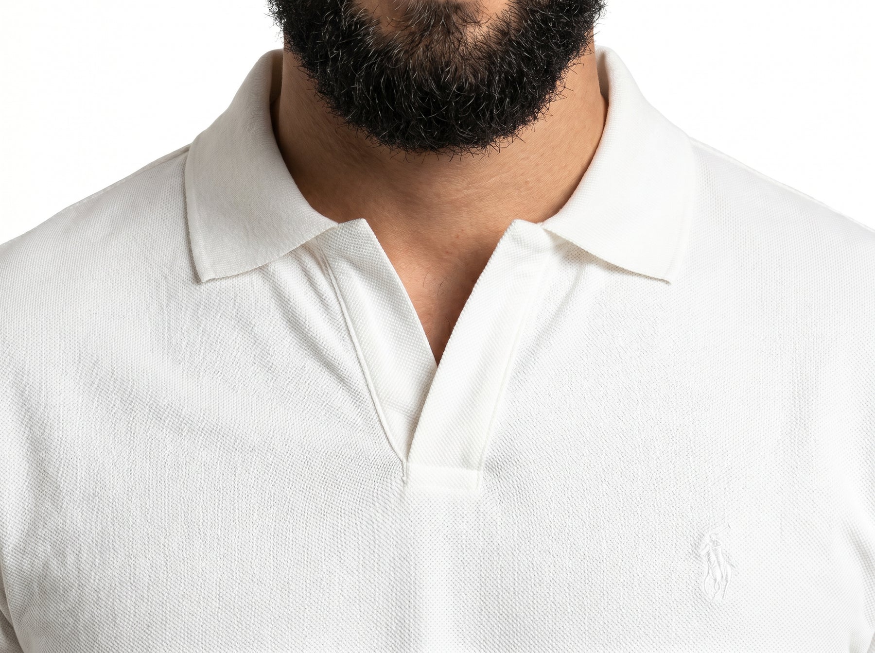 Camisa Gola Polo RL Monochrome V-Neck - Off Whiteo