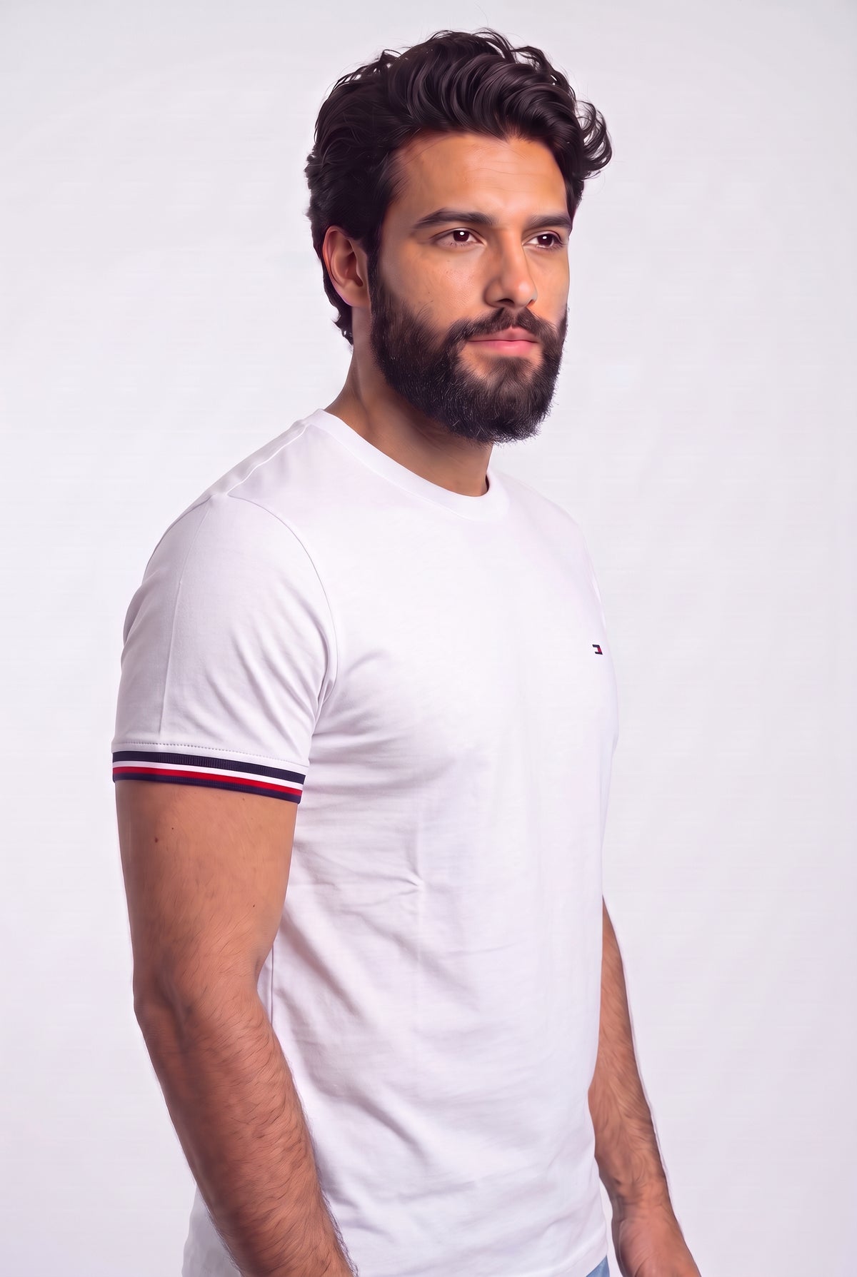 Camiseta TH Stripe Edge - Off White