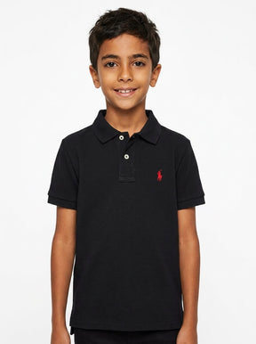 Camisa Gola Polo Infantil RL - Preta Small Pony Vermelho