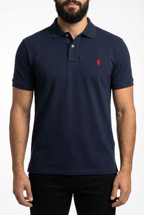 Camisa Gola Polo RL - Azul Marinho Small Pony Vermelho