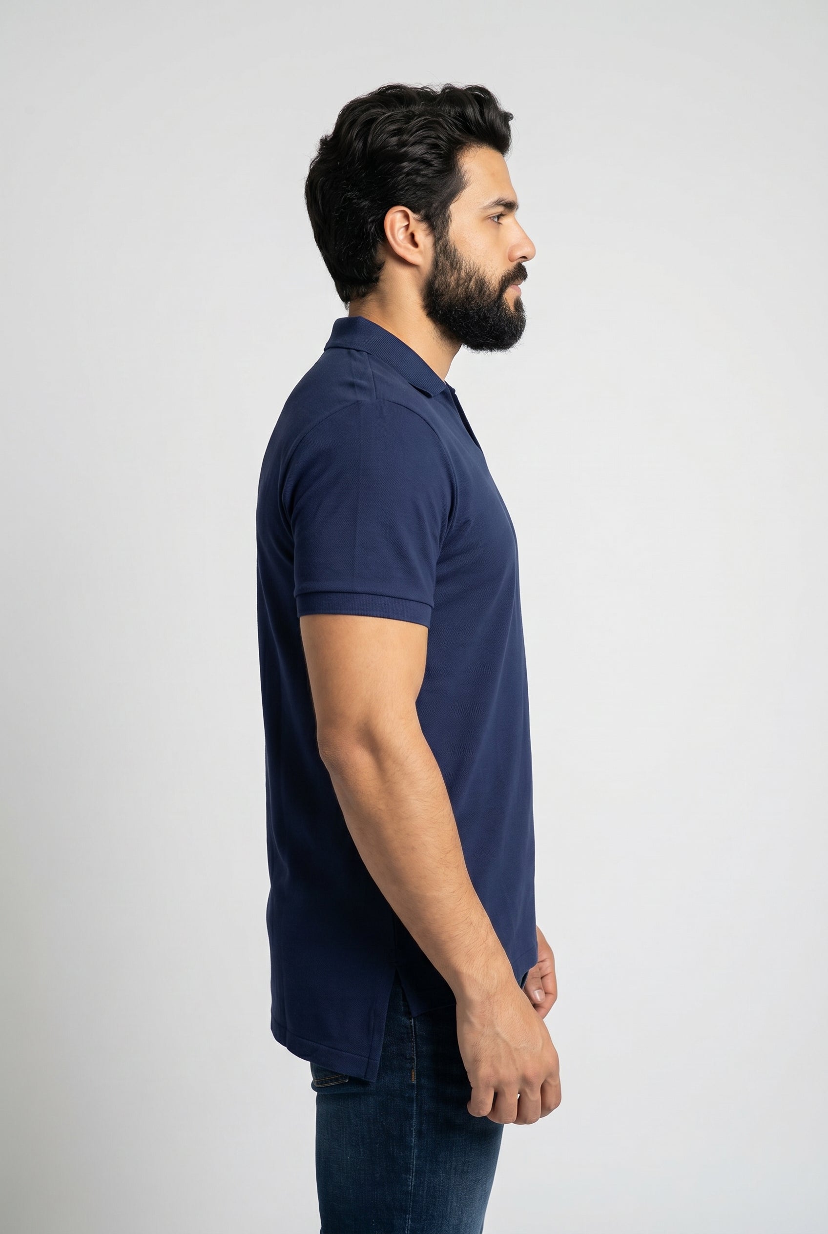 Camisa Gola Polo RL Monochrome V-Neck - Azul Marinho