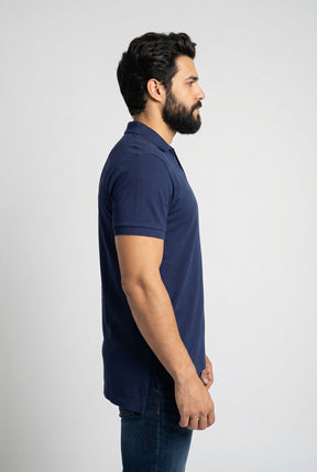 Camisa Gola Polo RL Monochrome V-Neck - Azul Marinho