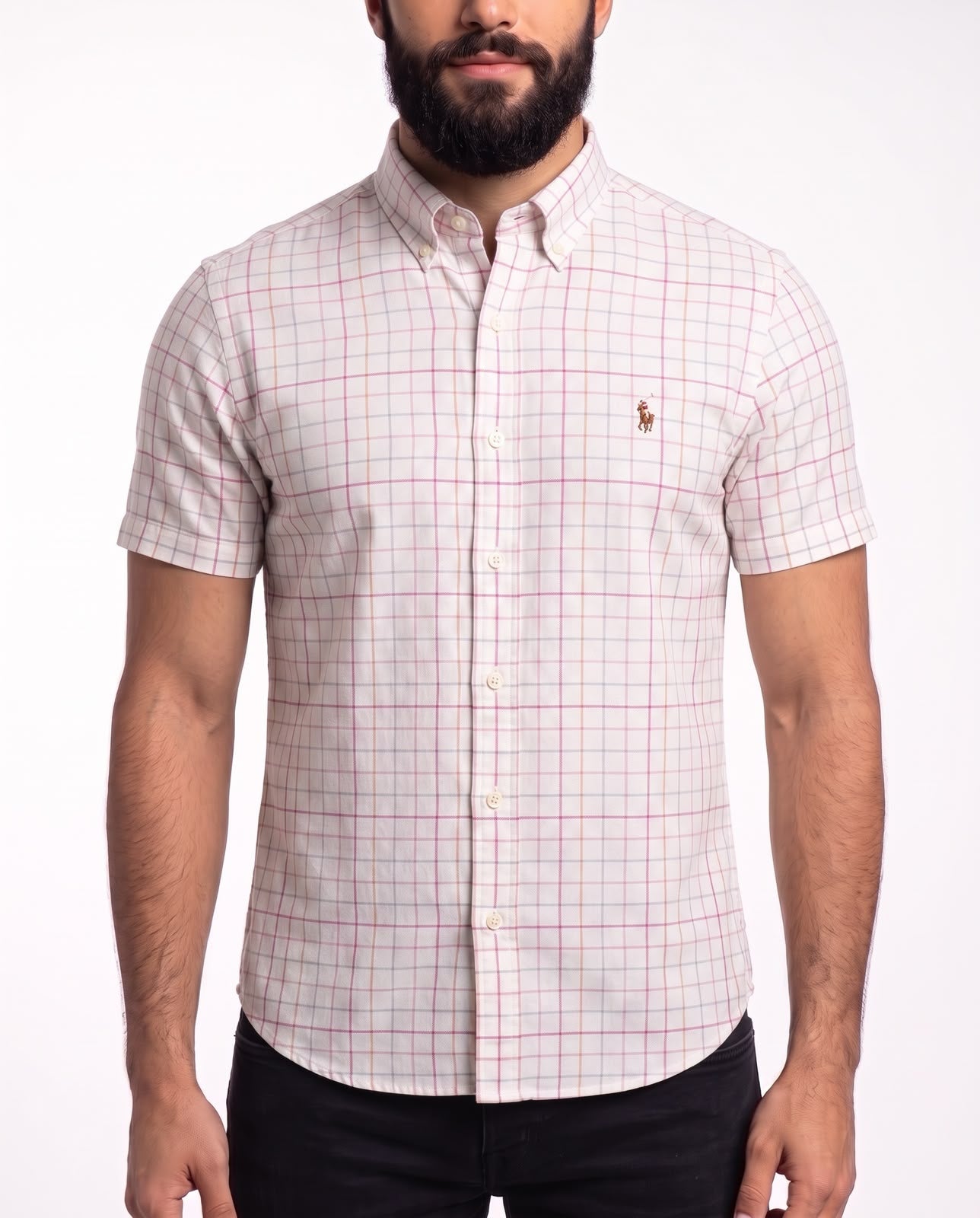 Camisa Manga Curta RL - Brighton Check Xadrez Rosa