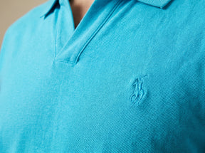Camisa Gola Polo RL Monochrome V-Neck - Azul Celeste