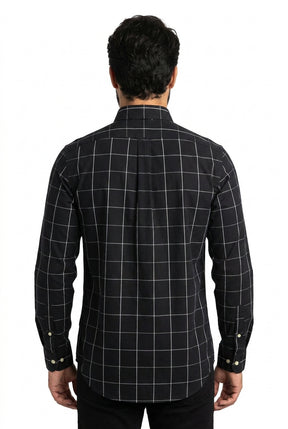 Camisa Social RL Manga Longa - Grid Style Xadrez Preta