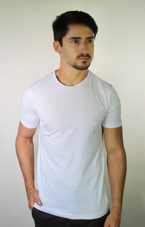 Camiseta AX Round Side Logo - Branca