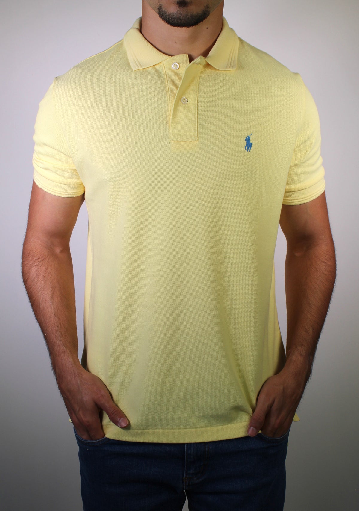 Camisa Gola Polo RL - Amarela Small Pony Azul