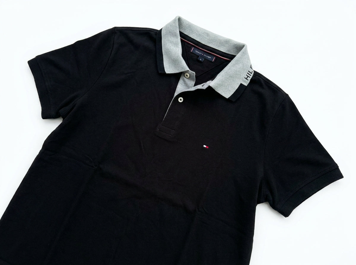 Camisa Gola Polo TH Trademark Contrast - Preta