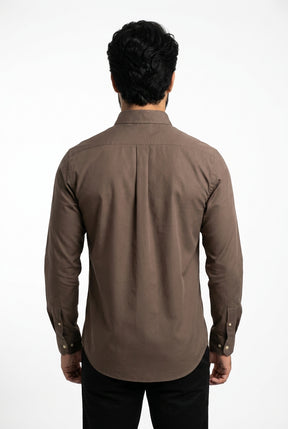 Camisa Social Lisa RL Manga Longa - Marrom Wood Small Pony Color