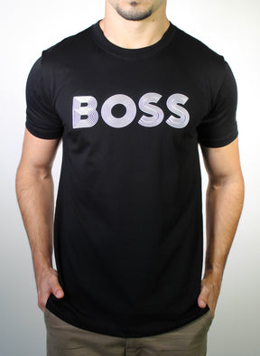 Camiseta Boss Striped Logo - Preta