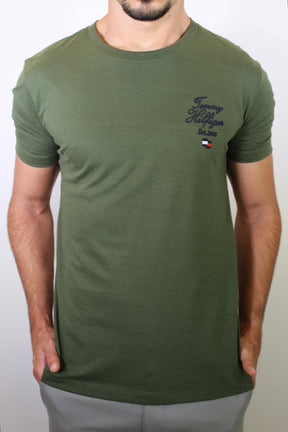 Camiseta TH N.Y.C Script Signature Side - Verde Musgo