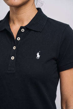 Gola Polo Feminina RL Palm Club - Preta Small Pony Branco