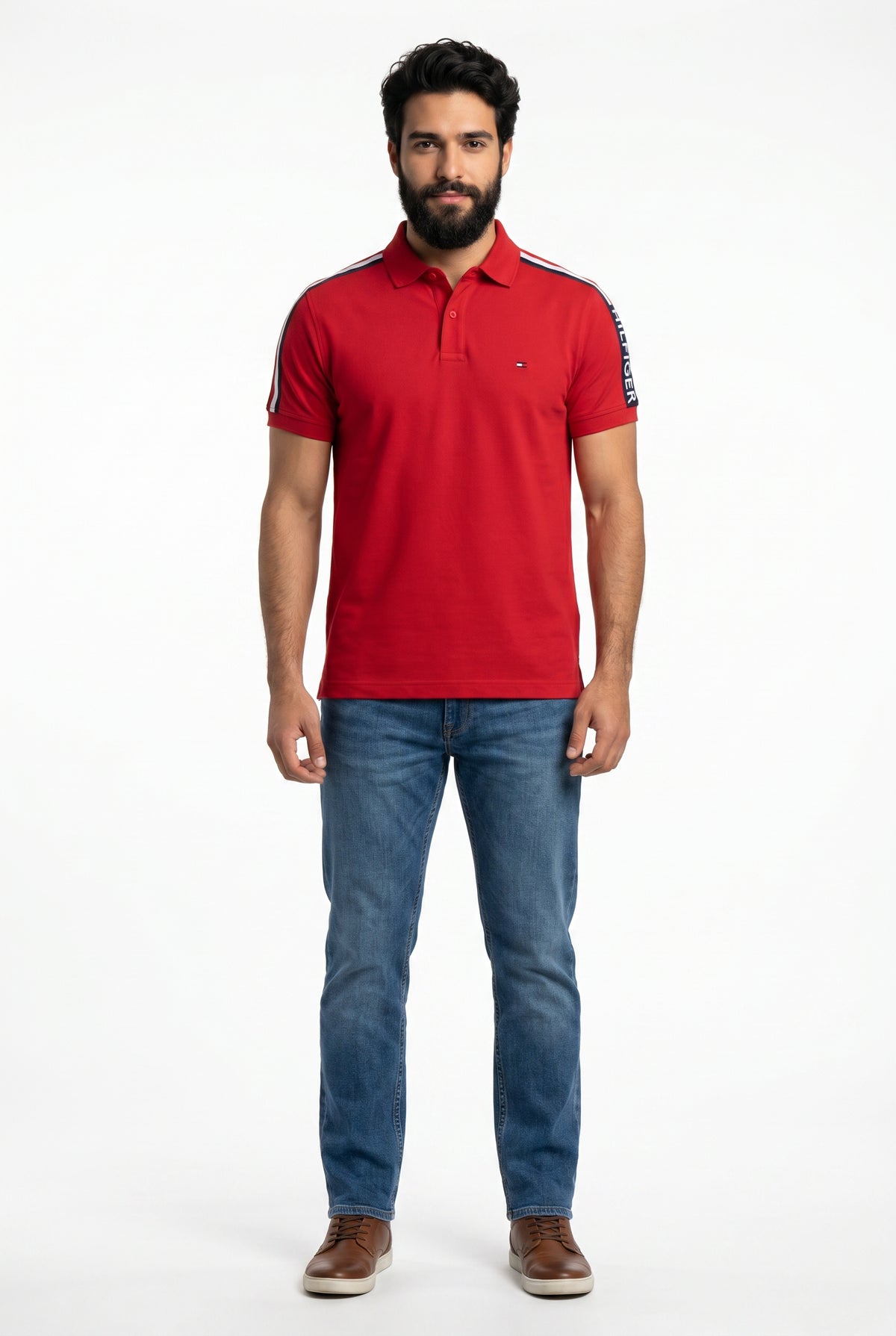 Camisa Gola Polo TH Legacy Stripe - Vermelha