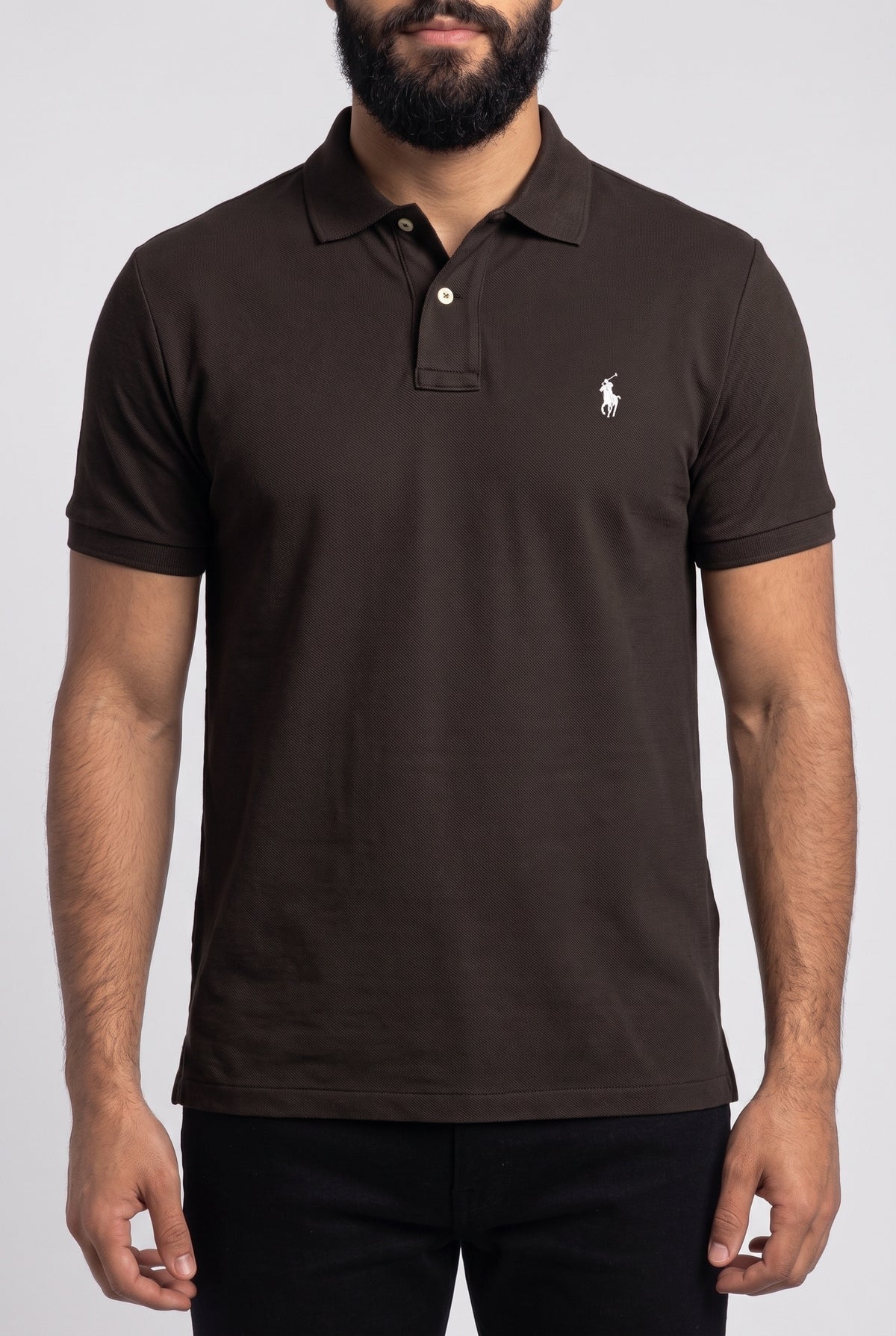 Camisa Gola Polo RL - Marrom Small Pony Bege