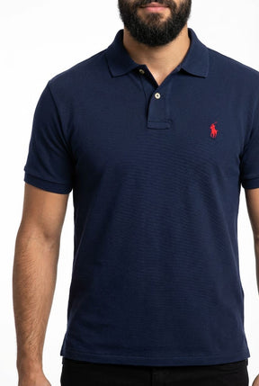 Camisa Gola Polo RL - Azul Marinho Small Pony Vermelho