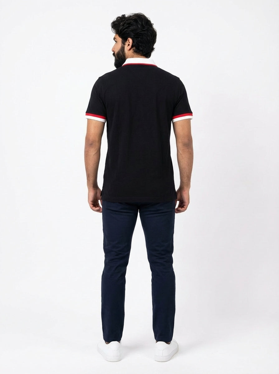 Camisa Gola Polo TH Stripe Zipper - Preta