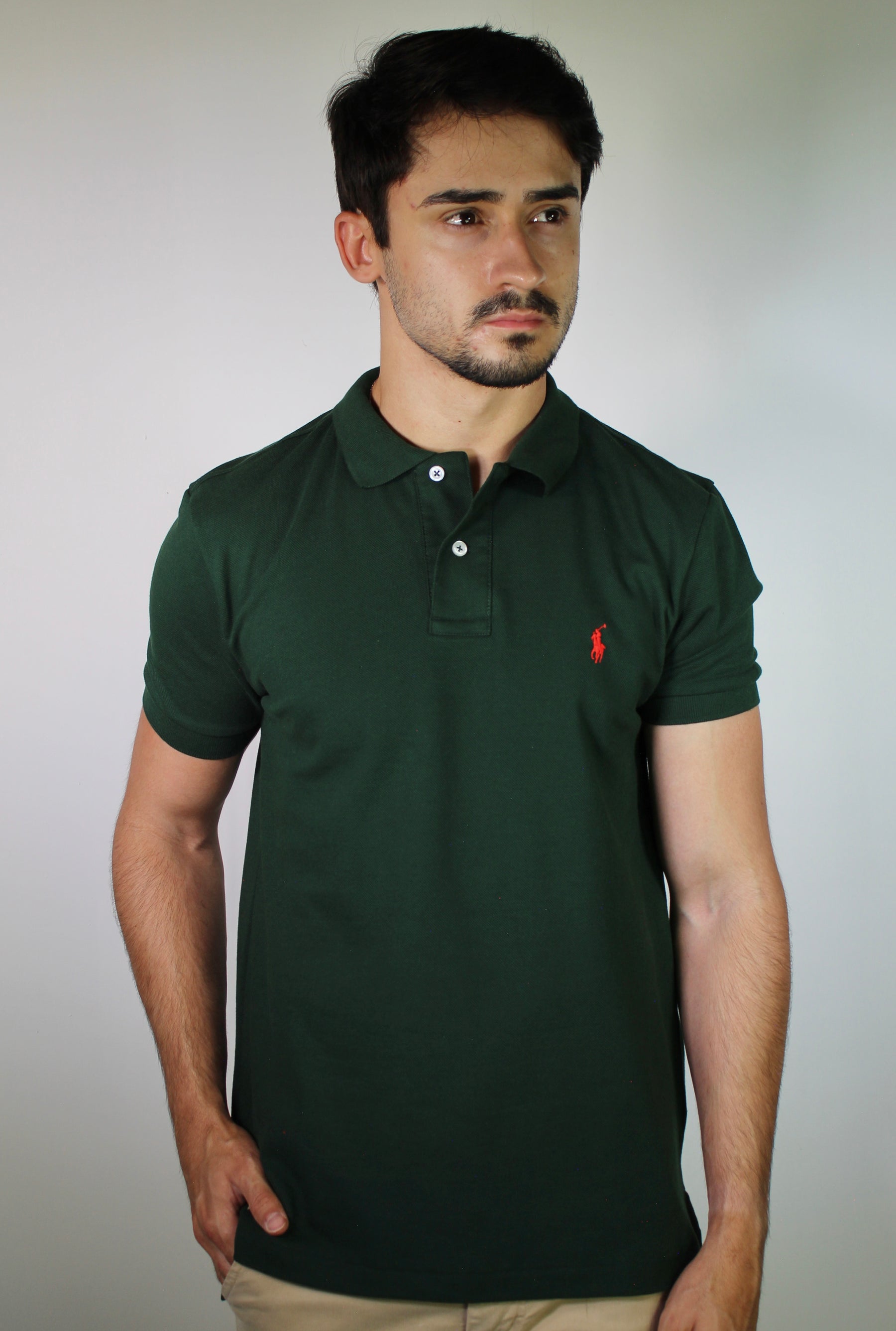Camisa Gola Polo RL - Verde Floresta Small Pony Vermelho