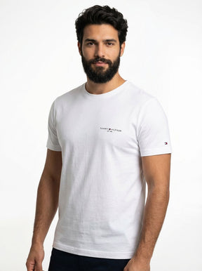 Camiseta TH Side Logo Flag Est. 1985 - Branca