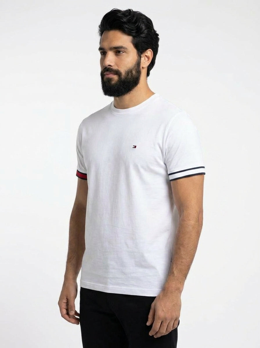 Camiseta TH Minimalist Sleeve Stripe - Off White