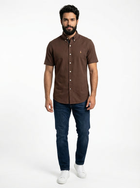 Camisa Social Manga Curta RL - Marrom