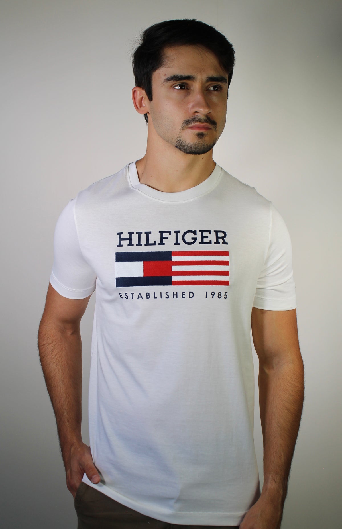 Camiseta TH Hilfiger Established 1985 USA Flag - Branca