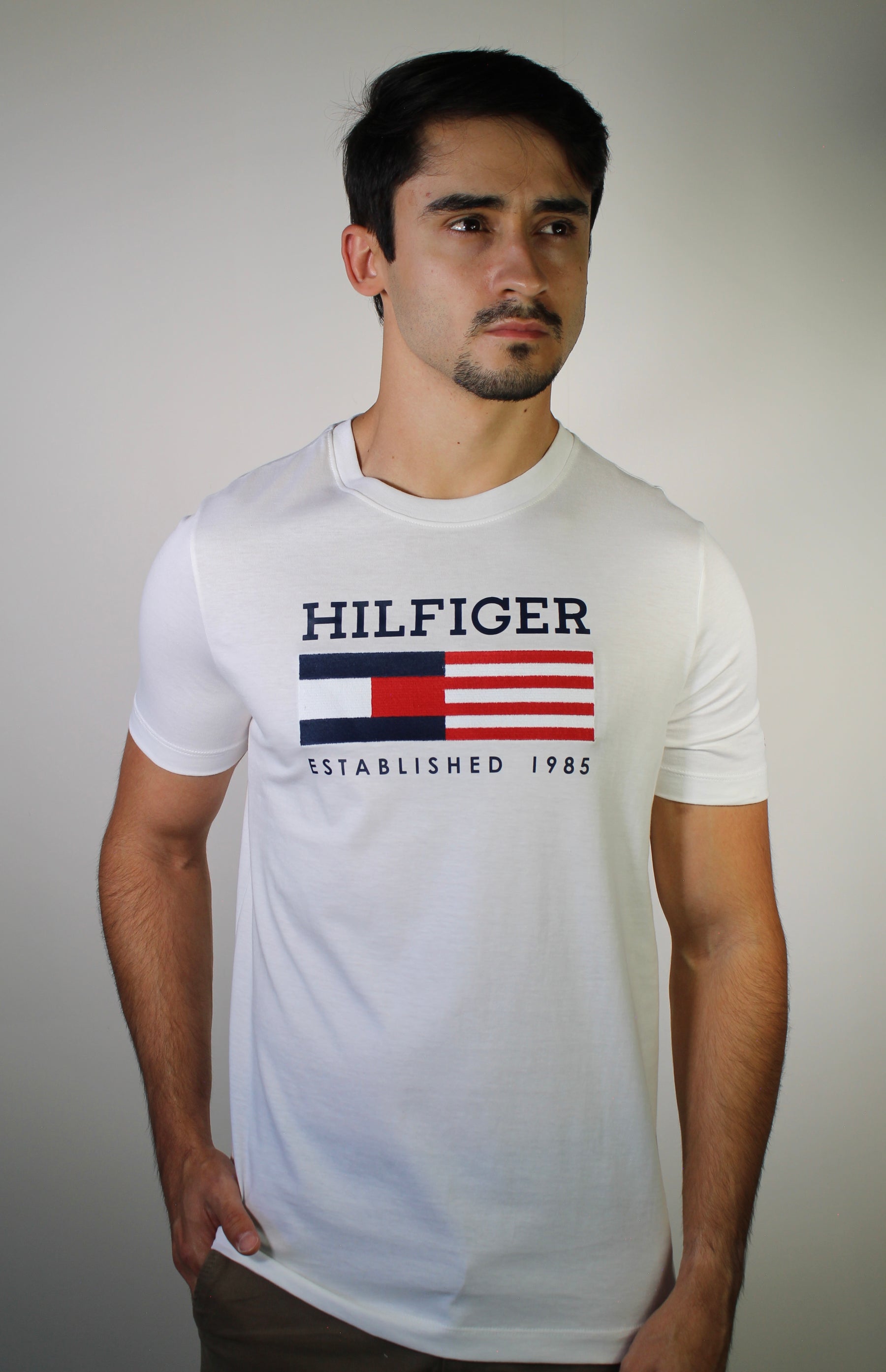 Camiseta TH Hilfiger Established 1985 USA Flag - Branca