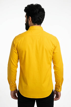 Camisa Social Lisa RL Manga Longa - Amarela Small Pony Azul