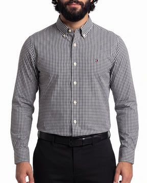 Camisa Manga Longa TH - Portland Grid Microxadrez Preto