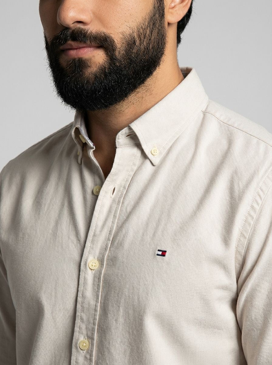 Camisa Social Lisa Manga Longa TH Classic  - Areia