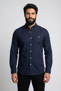 Camisa Social Lisa RL Manga Longa - Azul Marinho