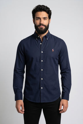 Camisa Social Lisa RL Manga Longa - Azul Marinho