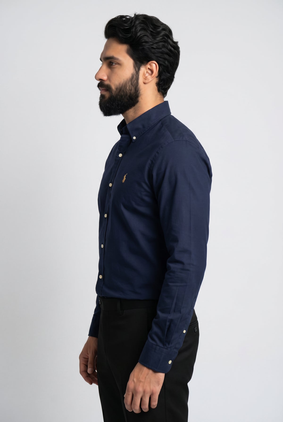 Camisa Social Lisa RL Manga Longa - Azul Marinho