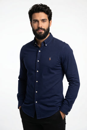 Camisa Social Lisa RL Manga Longa - Azul Marinho