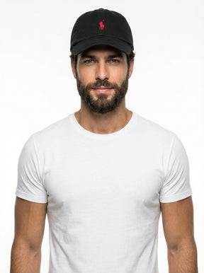 Boné Polo RL Classic - Preto Small Pony Vermelho