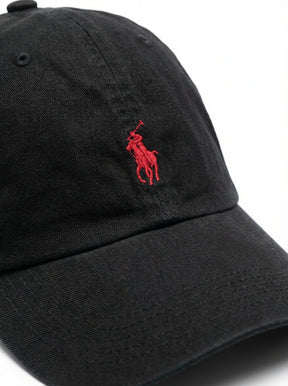 Boné Polo RL Classic - Preto Small Pony Vermelho