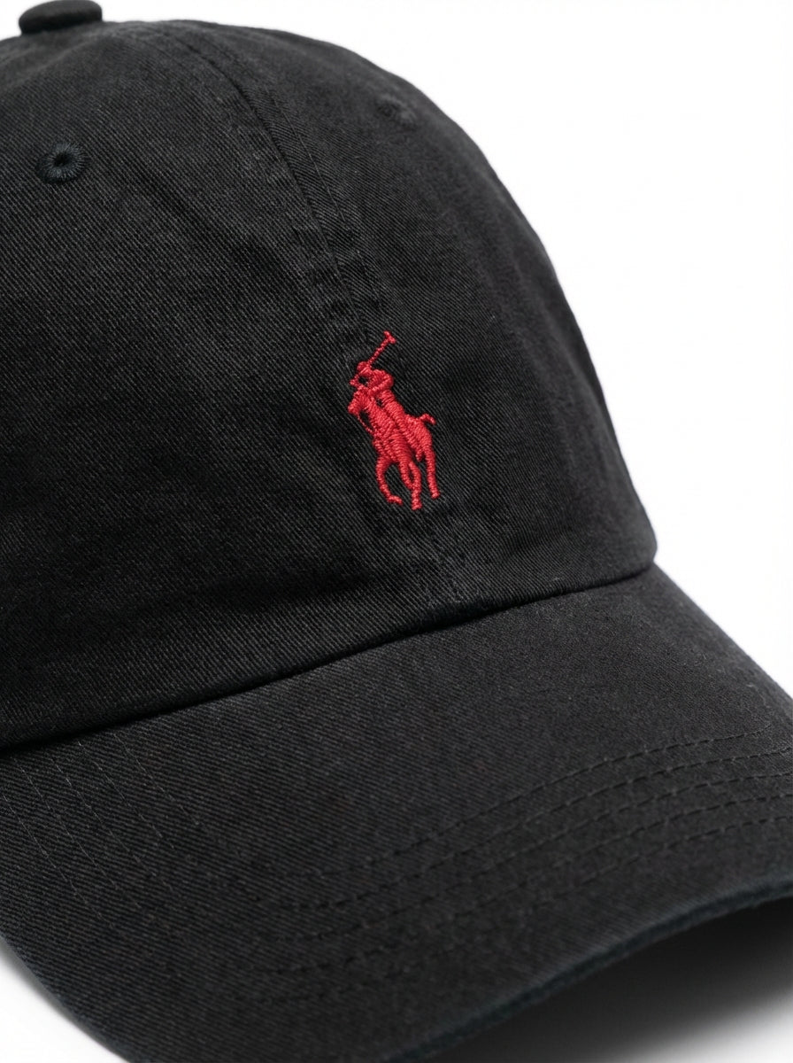Boné Polo RL Classic - Preto Small Pony Vermelho