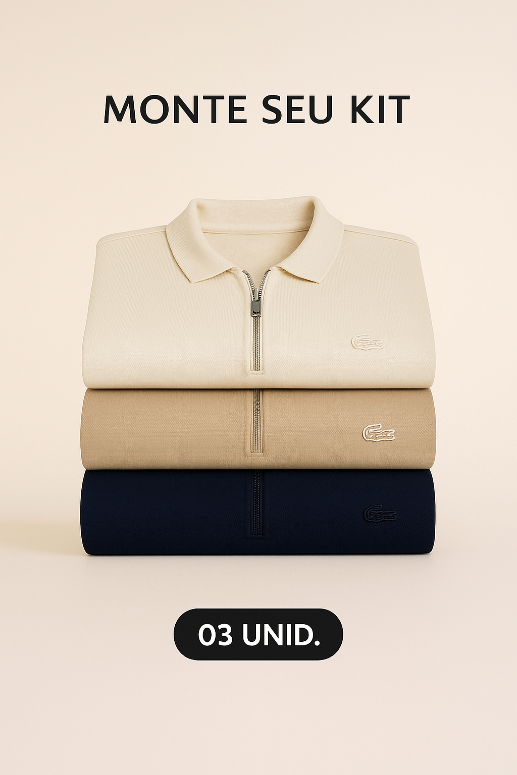 Combo 03 Camisas Gola Polo LCT Front Zipper
