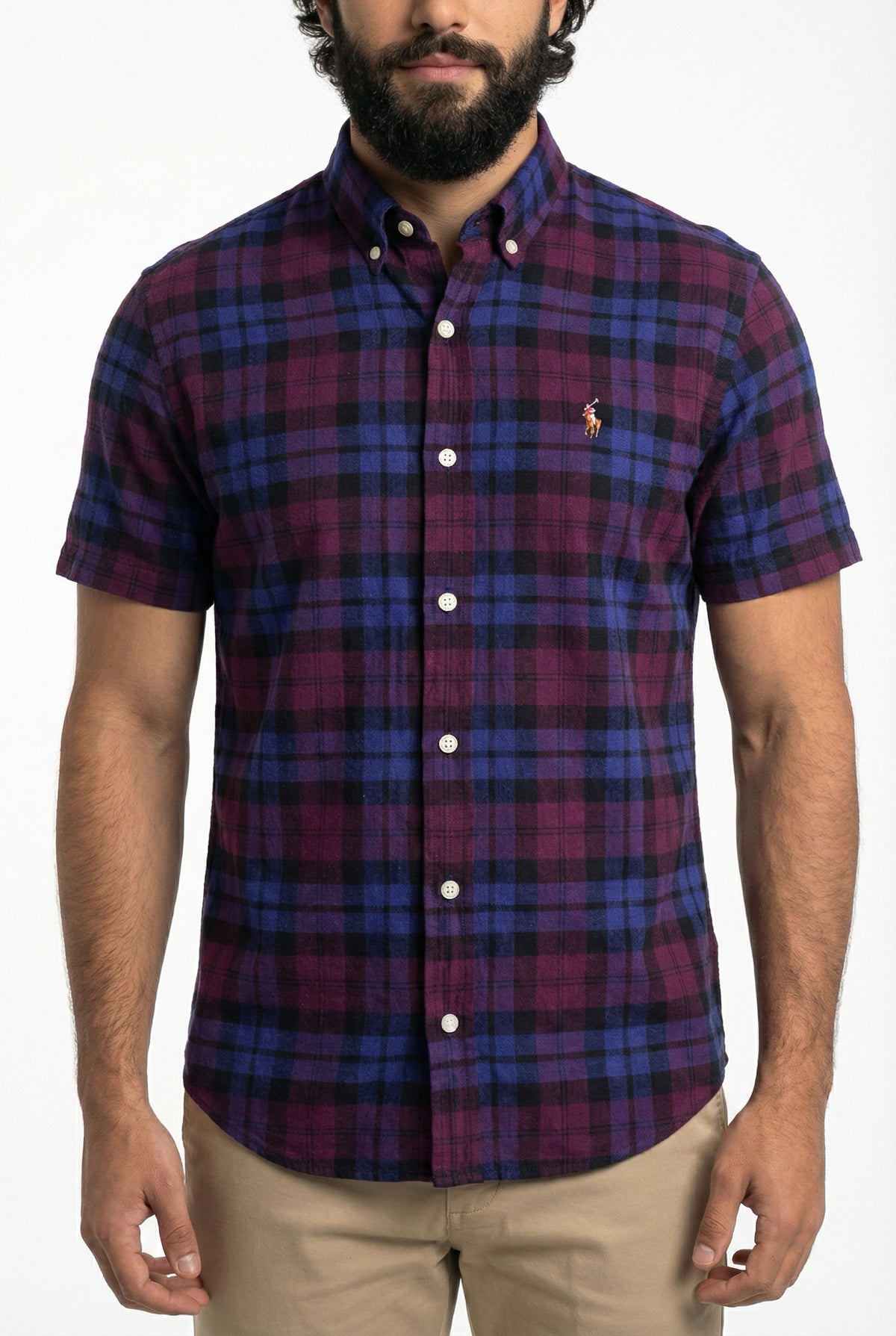 Camisa Manga Curta RL - Xadrez Clássico Ameixa