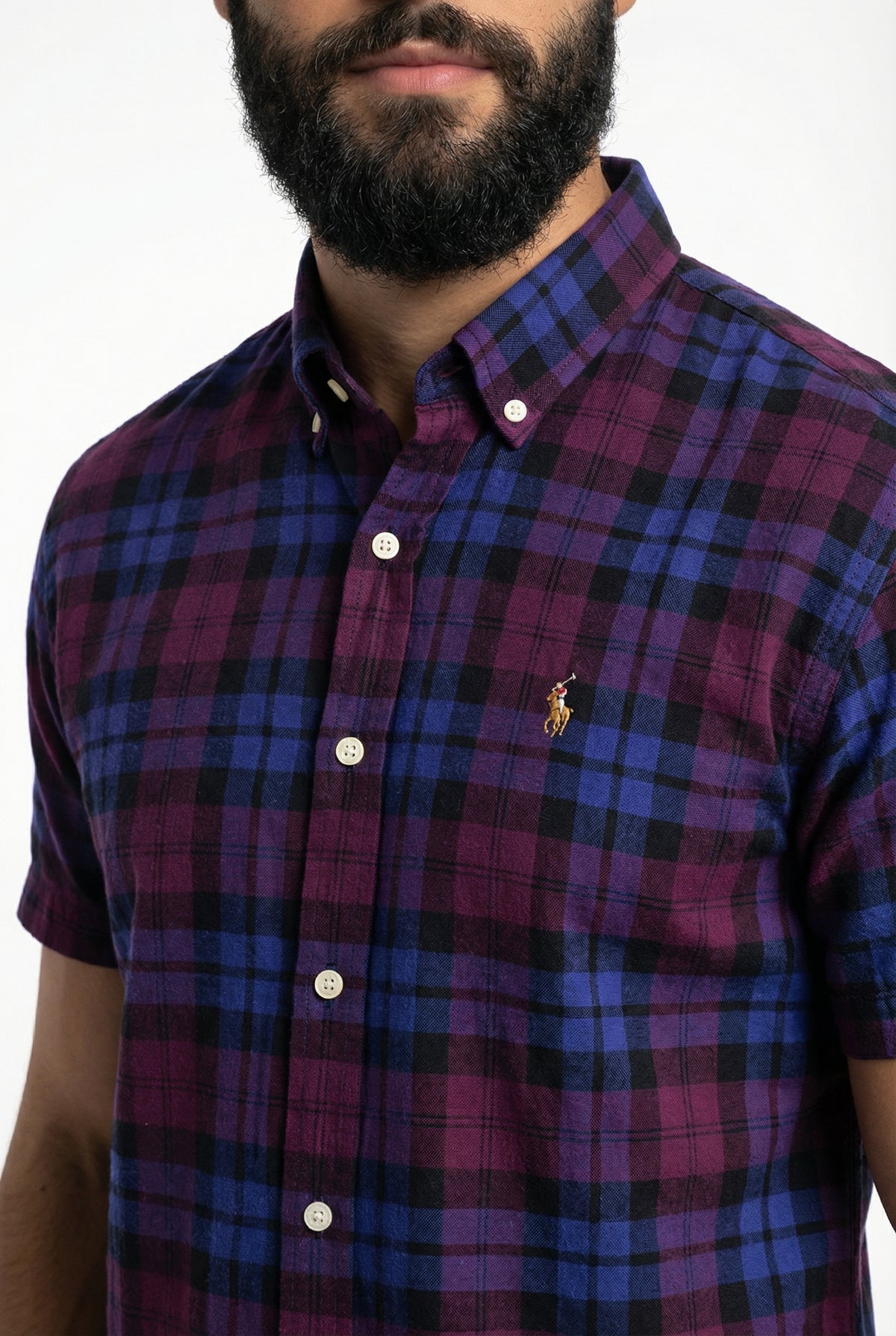 Camisa Manga Curta RL - Xadrez Clássico Ameixa