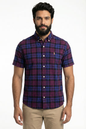 Camisa Manga Curta RL - Xadrez Clássico Ameixa